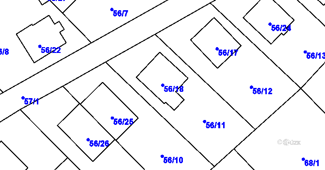 Parcela st. 56/18 v KÚ Ráj, Katastrální mapa