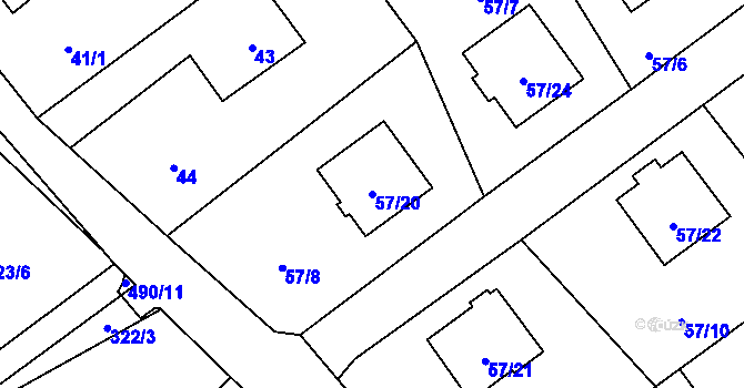 Parcela st. 57/20 v KÚ Ráj, Katastrální mapa