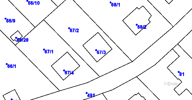 Parcela st. 67/3 v KÚ Ráj, Katastrální mapa