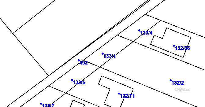Parcela st. 133/1 v KÚ Ráj, Katastrální mapa