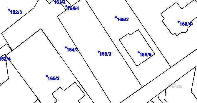 Parcela st. 166/3 v KÚ Ráj, Katastrální mapa