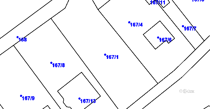 Parcela st. 167/1 v KÚ Ráj, Katastrální mapa