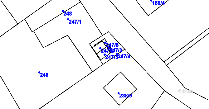 Parcela st. 247/5 v KÚ Ráj, Katastrální mapa