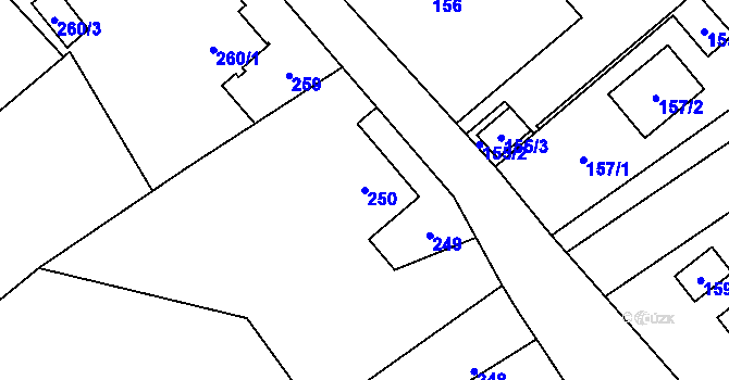 Parcela st. 250 v KÚ Ráj, Katastrální mapa