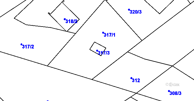 Parcela st. 317/3 v KÚ Ráj, Katastrální mapa