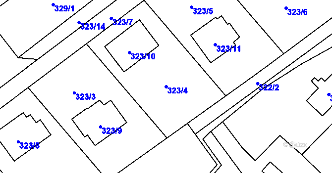 Parcela st. 323/4 v KÚ Ráj, Katastrální mapa