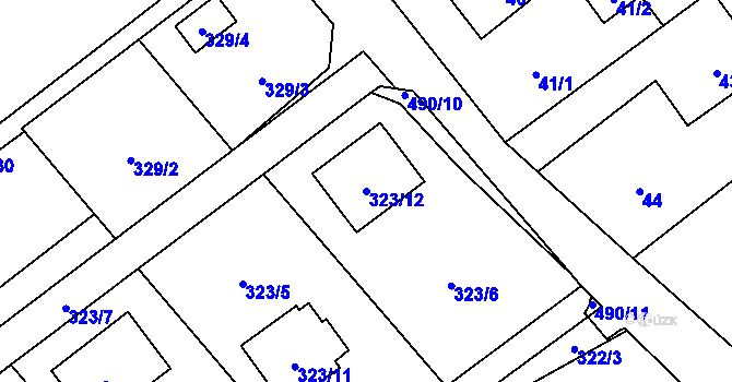 Parcela st. 323/12 v KÚ Ráj, Katastrální mapa