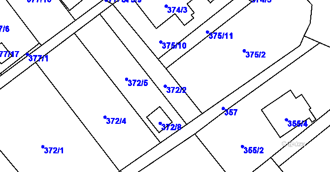 Parcela st. 372/2 v KÚ Ráj, Katastrální mapa