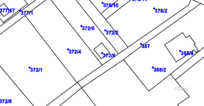 Parcela st. 372/8 v KÚ Ráj, Katastrální mapa