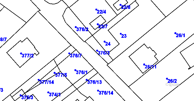 Parcela st. 376/3 v KÚ Ráj, Katastrální mapa
