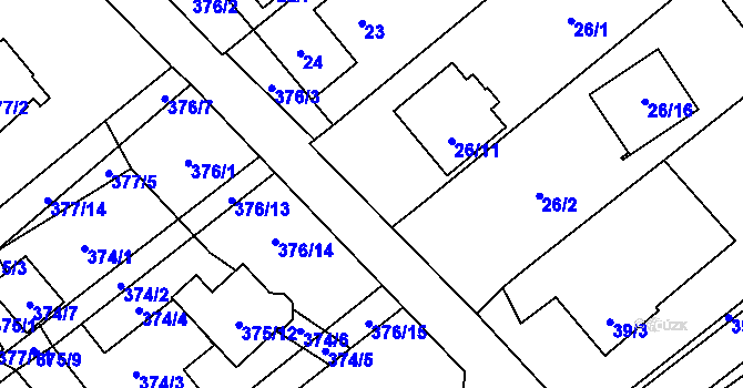 Parcela st. 376/4 v KÚ Ráj, Katastrální mapa