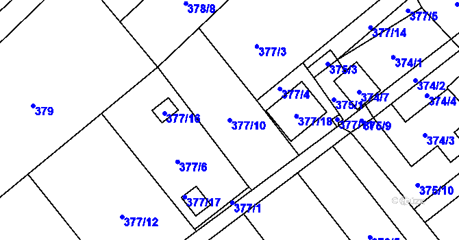Parcela st. 377/10 v KÚ Ráj, Katastrální mapa