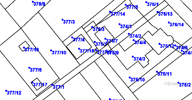 Parcela st. 377/11 v KÚ Ráj, Katastrální mapa