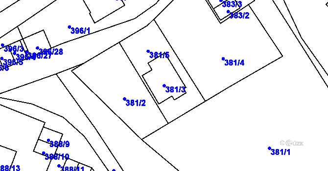 Parcela st. 381/3 v KÚ Ráj, Katastrální mapa