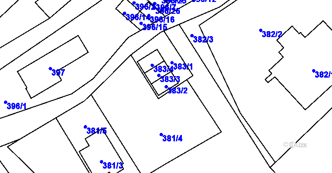 Parcela st. 383/2 v KÚ Ráj, Katastrální mapa
