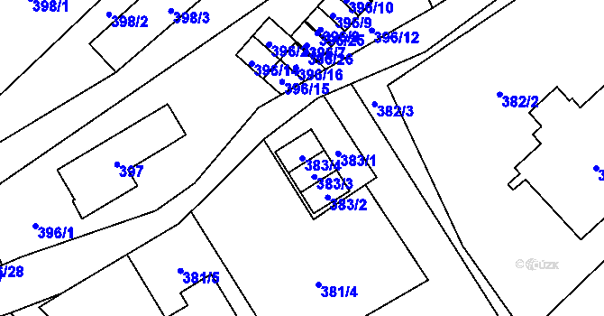 Parcela st. 383/4 v KÚ Ráj, Katastrální mapa