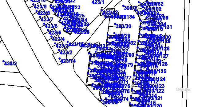 Parcela st. 390/51 v KÚ Ráj, Katastrální mapa