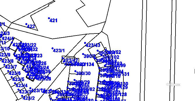 Parcela st. 390/101 v KÚ Ráj, Katastrální mapa
