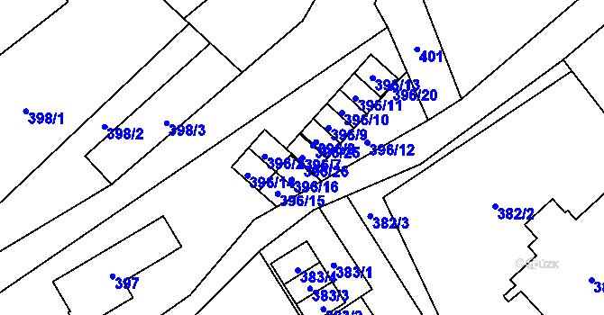 Parcela st. 396/7 v KÚ Ráj, Katastrální mapa