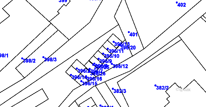 Parcela st. 396/10 v KÚ Ráj, Katastrální mapa