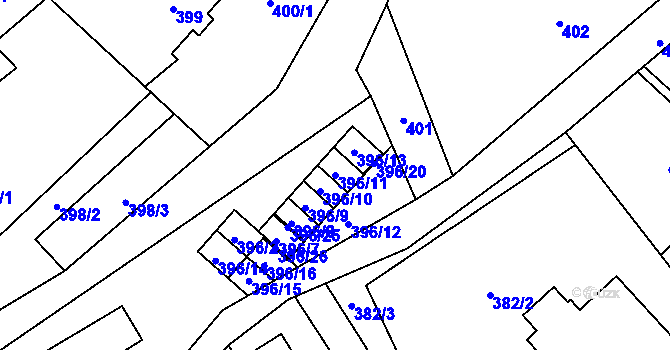 Parcela st. 396/11 v KÚ Ráj, Katastrální mapa