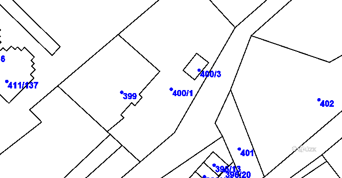 Parcela st. 400/1 v KÚ Ráj, Katastrální mapa