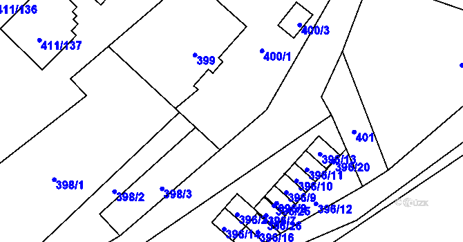 Parcela st. 400/2 v KÚ Ráj, Katastrální mapa