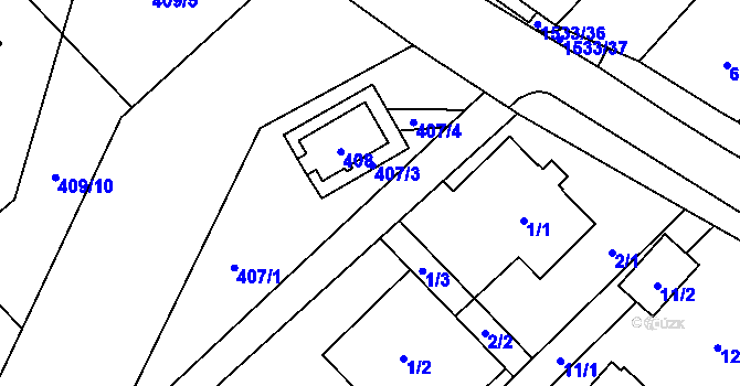 Parcela st. 407/2 v KÚ Ráj, Katastrální mapa