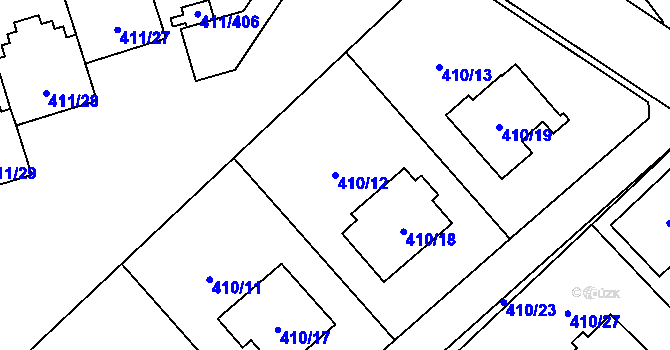 Parcela st. 410/12 v KÚ Ráj, Katastrální mapa