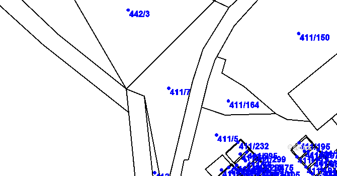 Parcela st. 411/7 v KÚ Ráj, Katastrální mapa