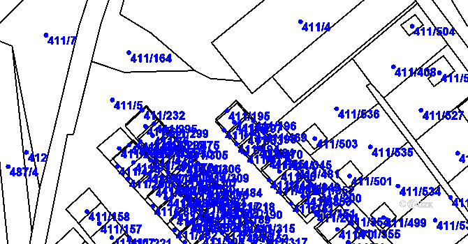 Parcela st. 411/62 v KÚ Ráj, Katastrální mapa