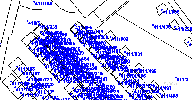 Parcela st. 411/66 v KÚ Ráj, Katastrální mapa