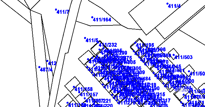 Parcela st. 411/76 v KÚ Ráj, Katastrální mapa