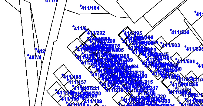 Parcela st. 411/78 v KÚ Ráj, Katastrální mapa