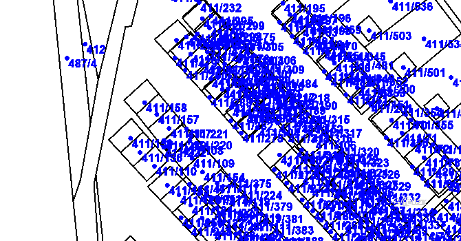 Parcela st. 411/282 v KÚ Ráj, Katastrální mapa