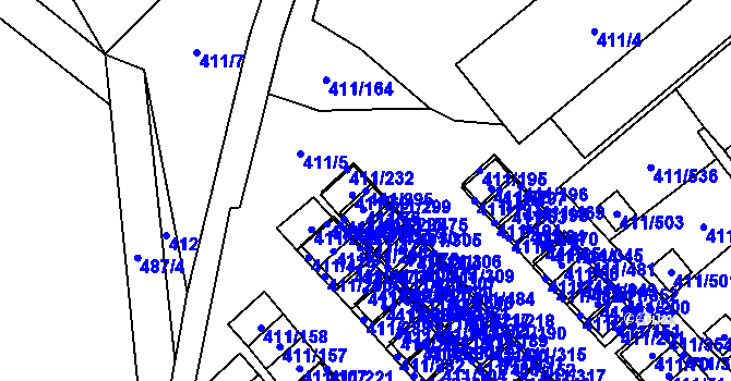 Parcela st. 411/295 v KÚ Ráj, Katastrální mapa