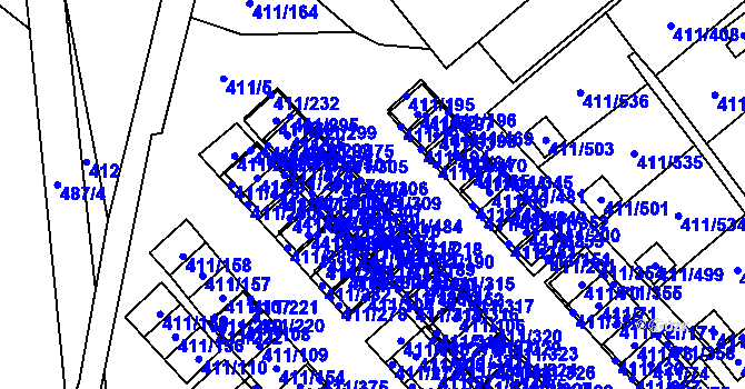 Parcela st. 411/309 v KÚ Ráj, Katastrální mapa