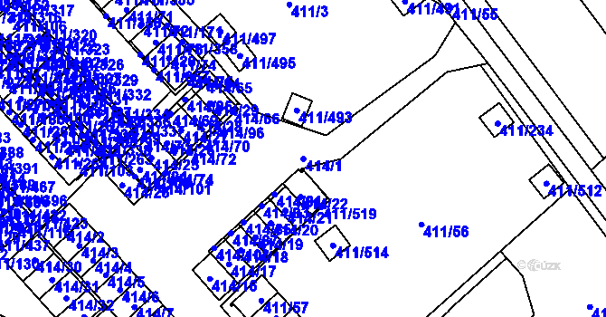 Parcela st. 414/1 v KÚ Ráj, Katastrální mapa