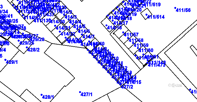 Parcela st. 414/9 v KÚ Ráj, Katastrální mapa
