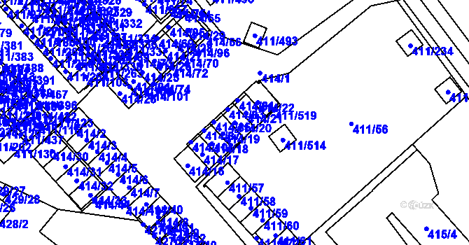 Parcela st. 414/20 v KÚ Ráj, Katastrální mapa