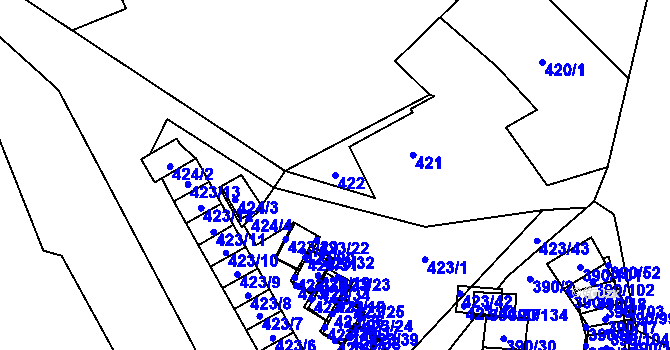 Parcela st. 422 v KÚ Ráj, Katastrální mapa