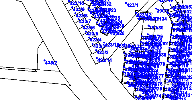 Parcela st. 423/2 v KÚ Ráj, Katastrální mapa