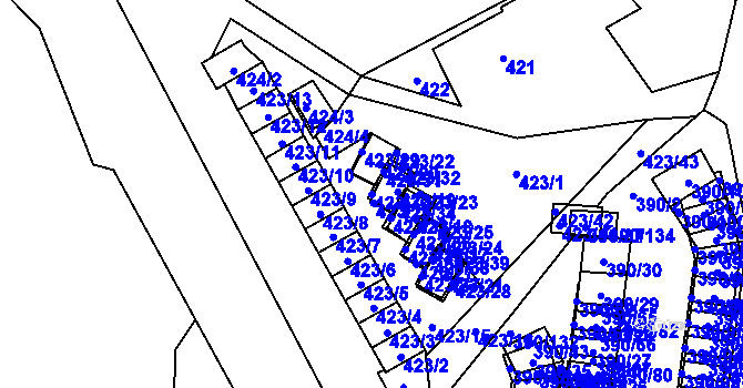 Parcela st. 423/30 v KÚ Ráj, Katastrální mapa