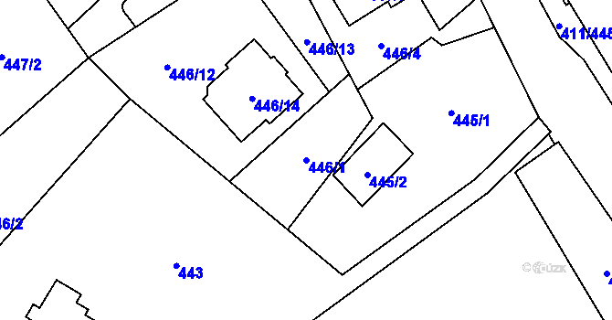 Parcela st. 446/1 v KÚ Ráj, Katastrální mapa