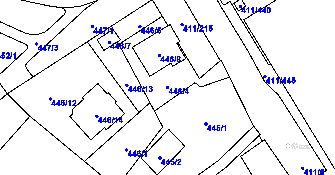 Parcela st. 446/4 v KÚ Ráj, Katastrální mapa