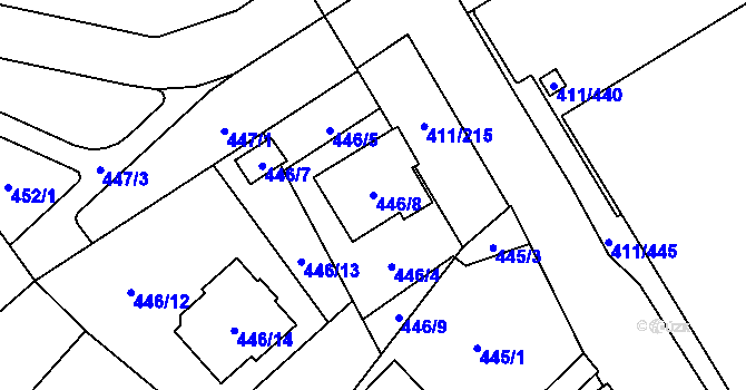 Parcela st. 446/8 v KÚ Ráj, Katastrální mapa