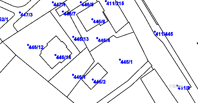 Parcela st. 446/9 v KÚ Ráj, Katastrální mapa