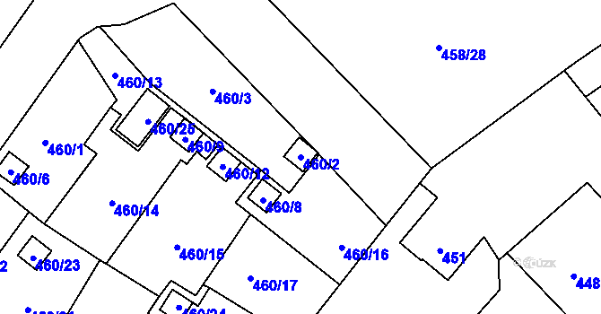 Parcela st. 460/2 v KÚ Ráj, Katastrální mapa
