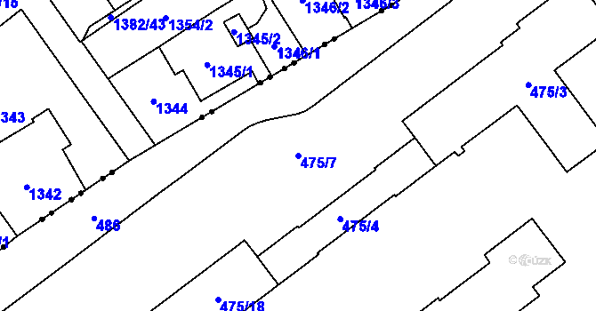 Parcela st. 475/7 v KÚ Ráj, Katastrální mapa
