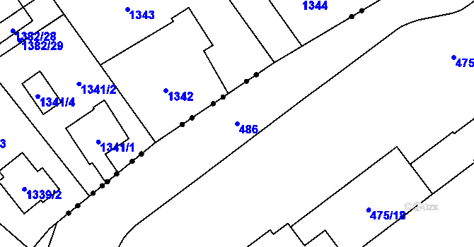 Parcela st. 486 v KÚ Ráj, Katastrální mapa